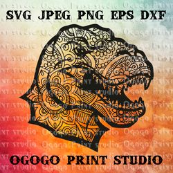 Tyrannosaurus Rex SVG, Zentangle SVG, Dinosaur svg, Mandala