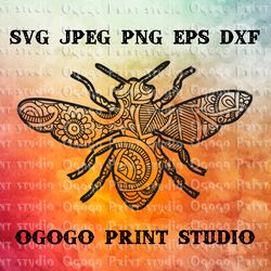 bee svg, insect svg, zentangle svg, mandala svg, garden svg