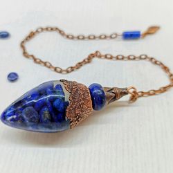 Lapis lazuli pendulum necklace Crystal pendulum lapis lazuli Divination Dowsing tool