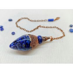 Lapis lazuli pendulum necklace Crystal pendulum lapis lazuli Divination Dowsing tool