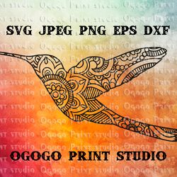 Hummingbird SVG, Mandala Svg, Zentangle SVG, Colibri Svg