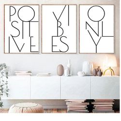positive vibes only printable set of 3 prints positive quote posters good vibes only motivational quotes wall art poster
