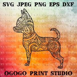 Mandala style Chihuahua SVG, Zentangle svg, Pet svg, Dog Svg