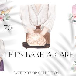 watercolor bakery set, bakery, pastry logo png
