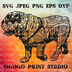 Mandala style English Bulldog SVG, Zentangle svg, Pet svg