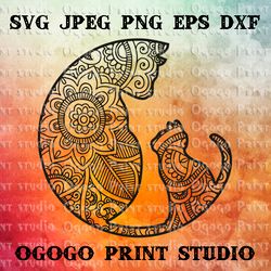 Cat SVG, Mandala svg, Zentangle SVG, Kitten svg, Cricut file