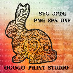 bunny svg, easter svg, rabbit svg, mandala svg,zentangle svg