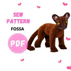 SEW PATTERN Fossa- Madagascar fossa - Figure stuffed animal - Pattern PDF-Teddy bear -Teddy bear - Wild cat pattern