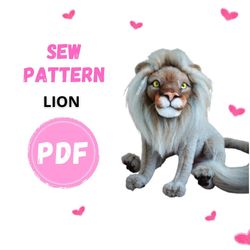 SEW PATTERN Lion - Realistic Wildcat - Figure stuffed animal - Pattern PDF-Teddy bear - Realistic animal toy - Wild cat
