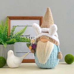 Easer bunny gnome, Easter decoration, Stuffed Gnome with ears, Spring gnome decor