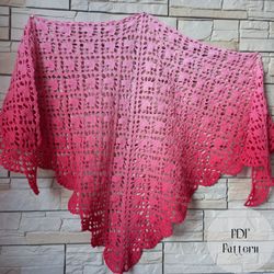 Crochet shawl pattern, Crochet shawl with hearts, Crochet shawl pattern easy, Crochet shawl for beginners, Mother's gift