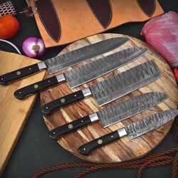 Custom Hand Forged Acrylic Sheet Chef Knives Set