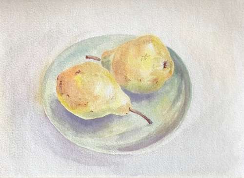 Pears original watercolour painting handmade wall art