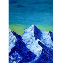 Original Painting Mountains Before Sunset Art Landscape Modern Artwork Acrylic