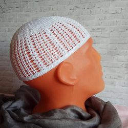 Stitch crochet skullcap cotton hat kufi unisex