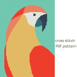 Parrot cross stitch, Bird cross stitch pattern, PDF Pattern, embroidery, PDF Instant Download. Easy cross stitch /22/