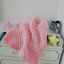 Soft hand knitted baby Blanket Stroller Blanket Super soft baby Gorgeous blanket Chenille baby throw