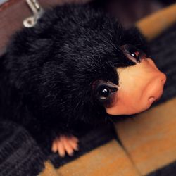 Small black Niffler toy by ORDER. Platypus doll. Toy inspired by Fantastic Beasts Harry Potter. OOAK doll. Author toy