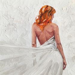Woman artwork red head woman art original painting nude woman oil painting female figure ginger wall art by AlyonArt