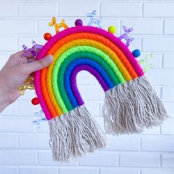 Neon rainbow macrame, Dog mom gift , Gift for dog lovers, Unique wall decoration, Funny gift