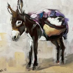 Donkey Painting Original Animal Oil Painting Farmhouse Wall Decor MADE TO ORDER