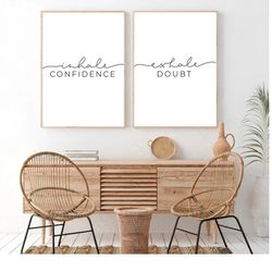 Inhale Confidence Exhale Doubt Inhale Exhale Wall Art Print Inhale Exhale Poster Set Of 2 Prints Motivational Quotes
