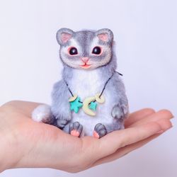 fantasy animals art doll ooak cat creature clay figure miniature collectible toy stuffed kitten