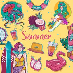 Summer Clipart PNG, Summer Girls, Beach Clipart,