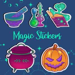 Magic Stickers, Halloween Stickers, Witchy Illustrations