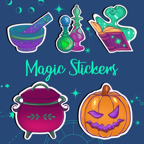 Magic Stickers, Halloween Stickers, Witchy Illustrations - Inspire Uplift