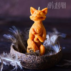 Beeswax candle Fox, silicon molds for candle or soap , totem animals, Candle Fox.
