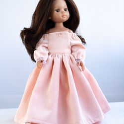 dianna effner little darling dress, pink dress and hat for 13 inch doll in the style of "juliet", waist 13 - 14,5 cm