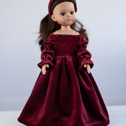 Velvet dress for Paola Reina las amigas, 13 inch doll clothes, Doll clothing, Paola Reina outfit, Beautiful doll dress