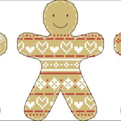 Digital - Vintage Cross Stitch Pattern - Gingerbread Men - PDF