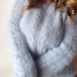 Fluffy angora sweater women's men's Fuzzy soft knit sweater