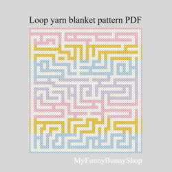 Loop yarn Maze blanket knitting pattern PDF
