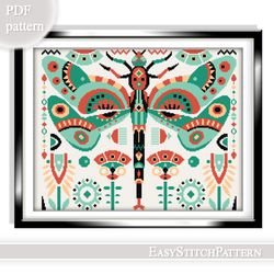 Dragonfly Cross Stitch Pattern. Insects cross stitch pattern. Easy cross stitch pattern,