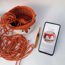 Crochet fox basket pattern, Digital English PDF pattern fox, DIY woodland fox baby shower gift, animal basket, fox decor
