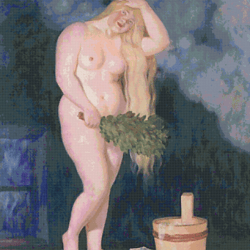 pdf counted vintage cross stitch pattern | russian venus | boris kustodiev 1926 | 5 sizes