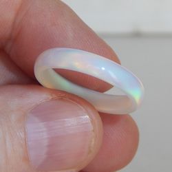 White opal ring. White wedding ring. White ring for the bride.