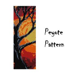 Tree Peyote Bracelet Pattern, Landscape Seed Bead Pattern, Beading Graph, Beaded Patterns Digital PDF