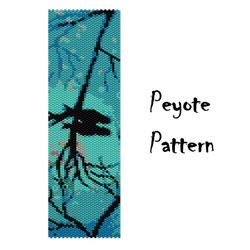 Birds Peyote Bracelet Pattern, Blue Seed Bead Pattern Bracelet, Beading Graph Beaded Patterns Digital PDF