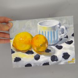 Lemons painting Still life painting original art Lemon citrus fruit painting