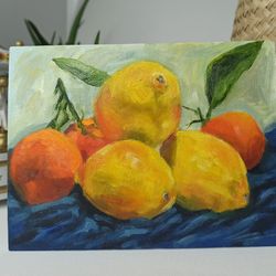 Lemons painting Still life painting original art Lemon citrus Fruit painting