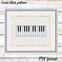 Keyboard Cross Stitch Pattern, Modern Xstitch, Music Cross Stitch, Easy Cross Stitch Chart Beginner Cross Stitch Pattern