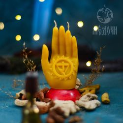 Chakra Manipura, silicone mold for candles, resin, gypsum. Beeswax candle