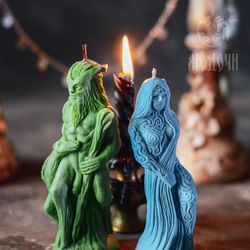 Mold for Candles / Resin The God Cernunnos and The Goddess Wicca, Wiccan Decor, Altar Candles. Forest God.