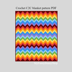Crochet C2C Zig Zag blanket pattern PDF Download