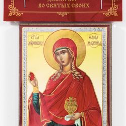 St Mary Magdalene, wooden miniature icon 2,5 x 3,5"