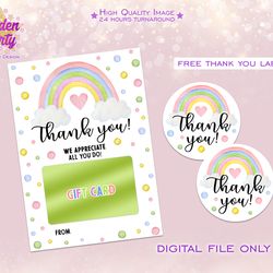 Teacher thank you card, Teacher Appreciation, Rainbow Appreciation Tag, Teacher gift Printable, Teacher Birthday
